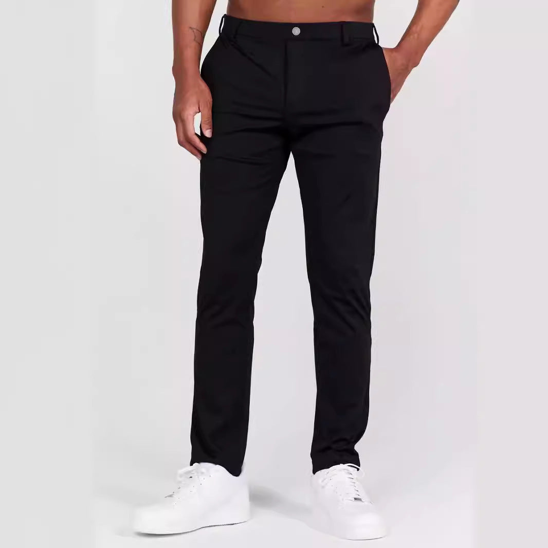 Men’s Slim Fit Pants - Full Length - Soft Breathable Fabric - Rear Pockets - Casual Style
