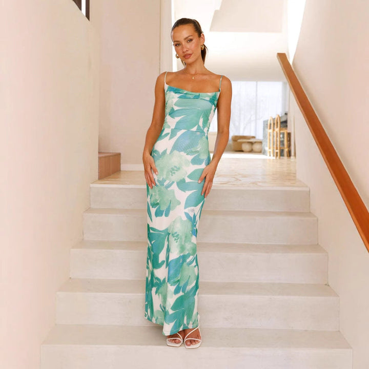Women’s Maxi Dress – Sleeveless – Spaghetti Straps – Floral Print – Slim Fit