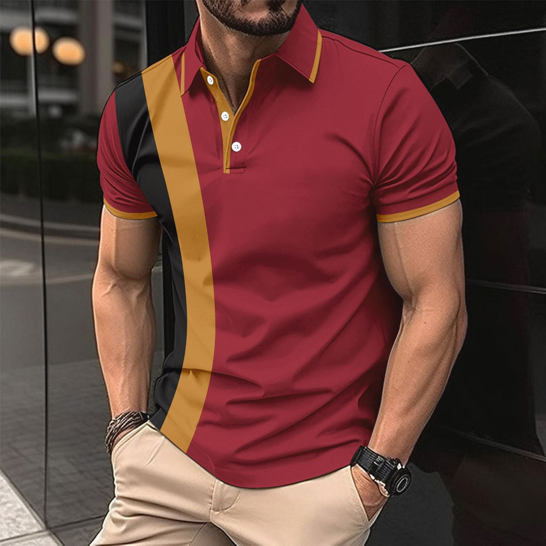 Men's Polo Shirt - Slim Fit - Cotton Blend - Short Sleeve - Contrast Trim Casual Wear