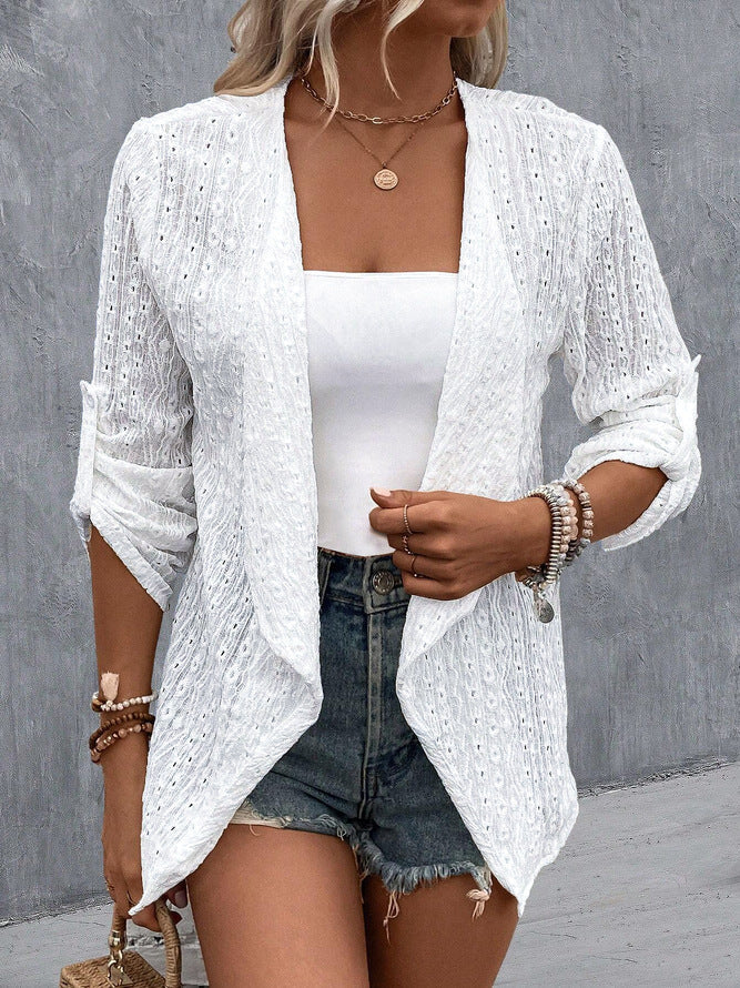 Women’s Cardigan – Crochet Knit – Relaxed Fit – Open Front – Lightweight Boho Layer
