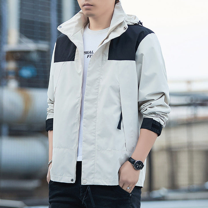 Men's Outdoor Jacket - Windproof Waterproof Shell - Standard Fit - Zip Pockets