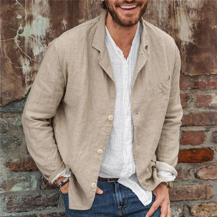 Men’s Casual Blazer - Cotton Linen Blend - Relaxed Fit - Lightweight Breathable Layer