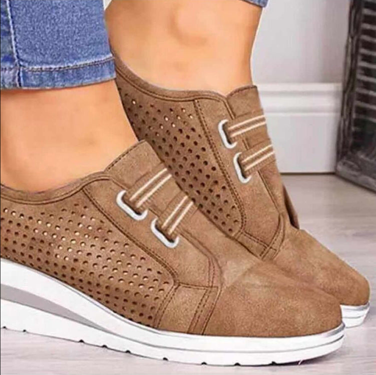 Women’s Wedge Sneakers – Slip-On Design – Breathable Upper – Elastic Vamp – Casual Comfort