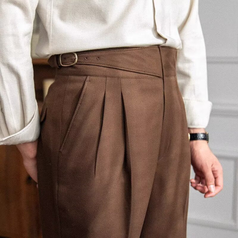 Men’s Dress Pants - High Waist - Tailored Fit - Straight Leg - Pleated Front