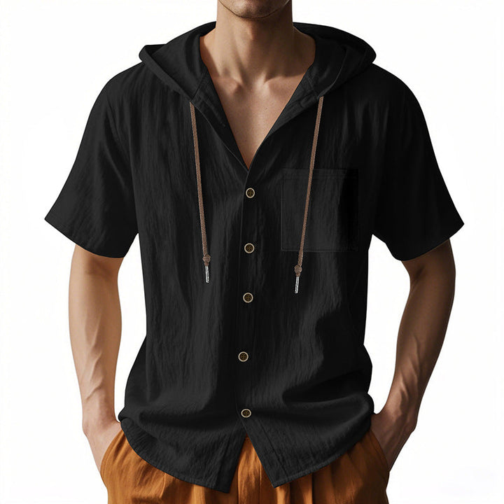 Men’s Hooded Shirt – Lightweight Breathable Fabric – Relaxed Fit – Short Sleeve Casual