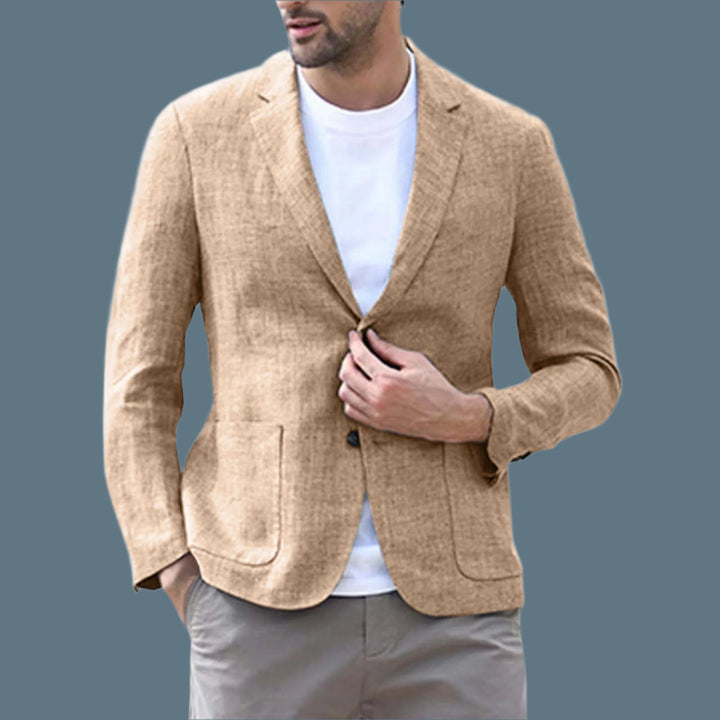 Men’s Blazer – Slim Fit – Linen Blend – Single Breasted – Notch Lapel – Casual Style