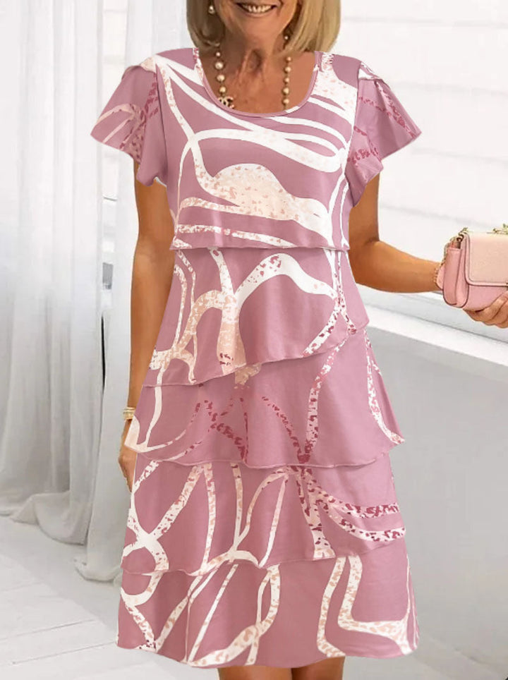 Women’s Midi Dress – Relaxed Fit – Tiered Ruffle Design – Floral Print – Breathable Fabric
