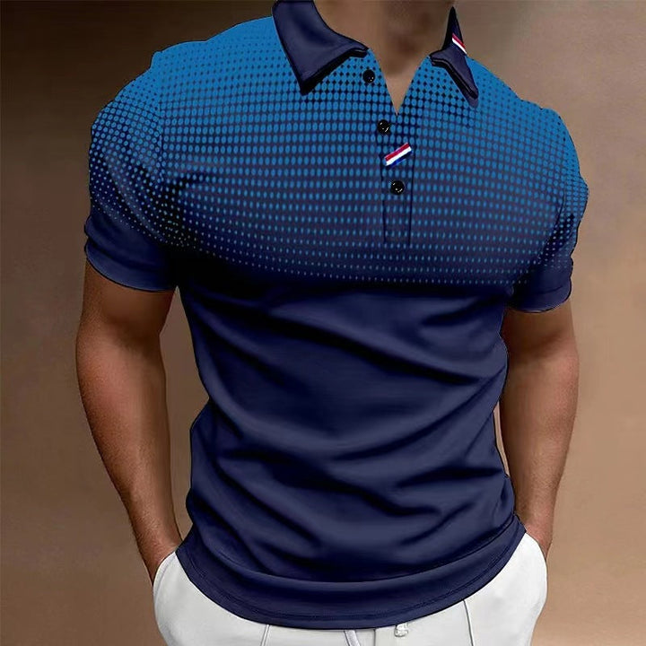 Men’s Polo Shirt - Slim Fit - Cotton Blend - Short Sleeve - Gradient Dot Print