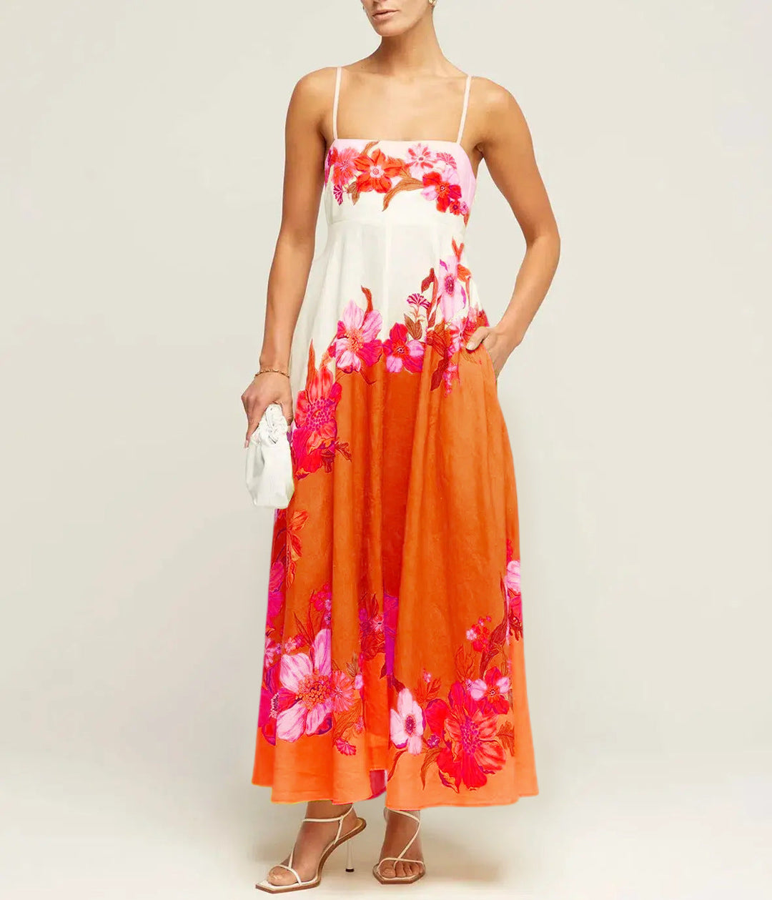 Women’s Maxi Dress - Smocked Bodice - Spaghetti Strap - Flowy Boho Silhouette