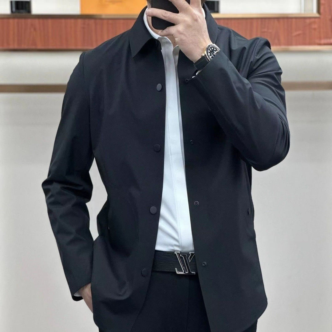 Men’s Shirt Jacket – Slim Fit – Turn-Down Collar – Lightweight Business Casual Layer