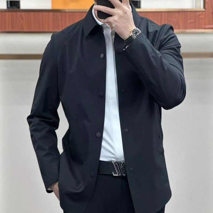 Men’s Shirt Jacket – Slim Fit – Turn-Down Collar – Lightweight Business Casual Layer