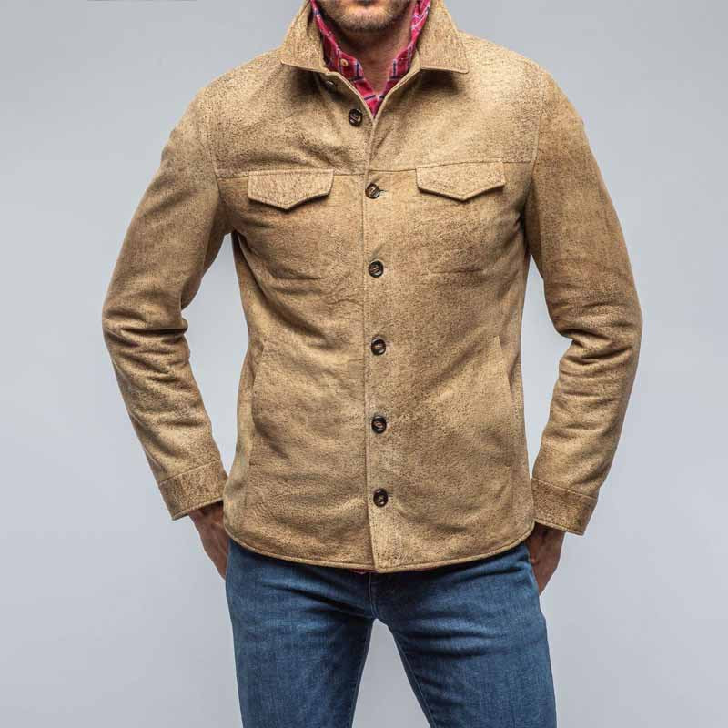 Men’s Jacket – Tailored Fit – Suede-Look Texture – Button Front – Smart Casual Style