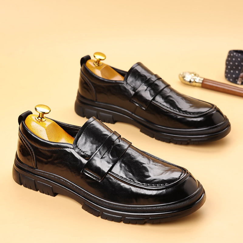Men’s Leather Loafers – Slip-On Penny Style – Streamlined Fit – Treaded Sole
