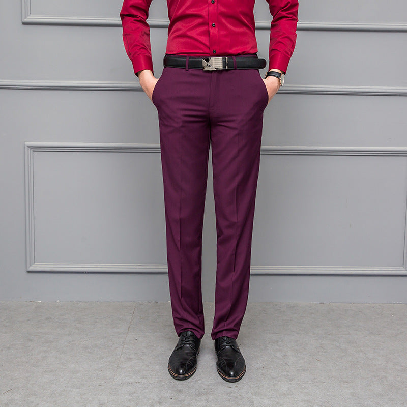 Men’s Trousers – Slim Fit – Stretch Fabric – Wrinkle-Resistant – Flat Front – Full Length