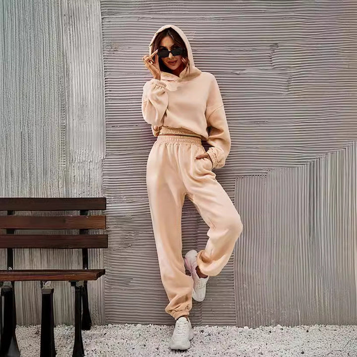Women’s Hoodie and Pants Set – Soft Cotton – Relaxed Fit – Ribbed Cuffs – Casual Wear