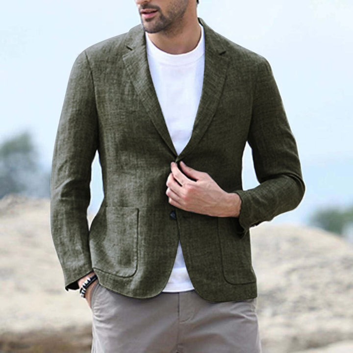 Men’s Blazer – Slim Fit – Linen Blend – Single Breasted – Notch Lapel – Casual Style