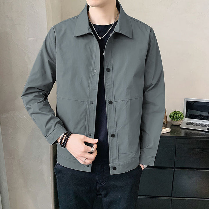 Men’s Casual Jacket - Cotton Blend - Relaxed Fit - Snap Button - Turn-Down Collar
