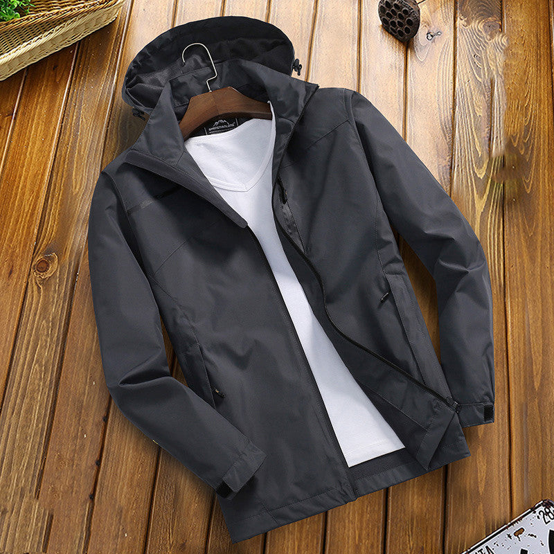 Men’s Rain Jacket – Regular Fit – Waterproof Hooded – Zip Front – Lightweight Outerwear