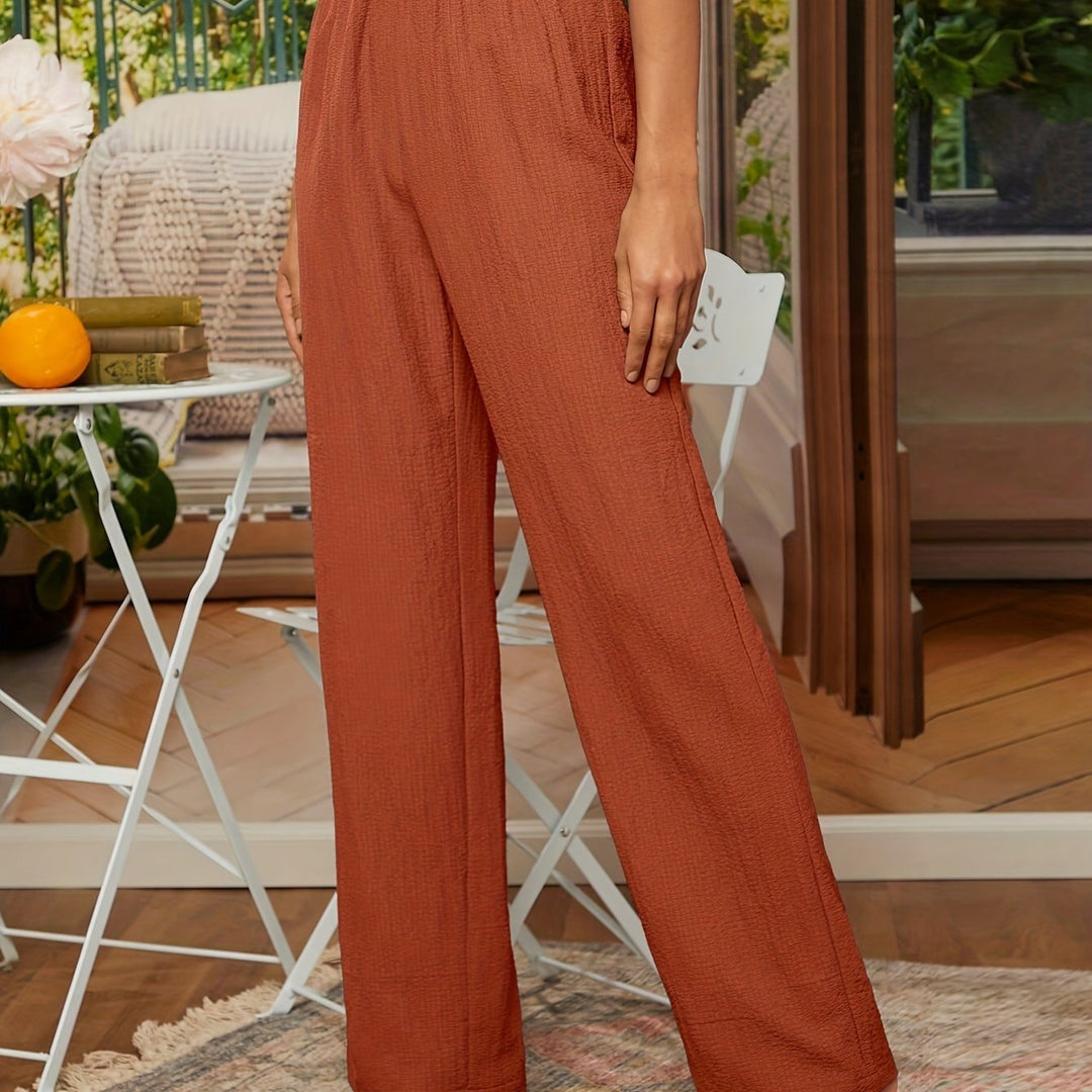 Women’s Straight-Leg Pants – Relaxed Fit – Elastic Waist – Lightweight Breathable Fabric