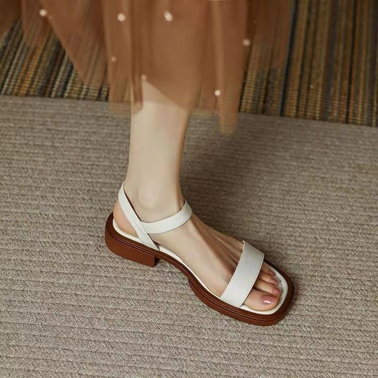 Women’s Flat Sandals – Thick Sole – Open Toe – Adjustable Strap – Casual Comfort Fit