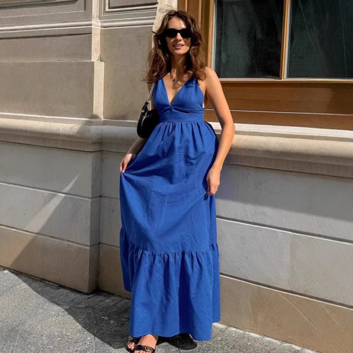 Women’s Maxi Dress – Empire Waist – Sleeveless V-Neck – Lightweight Flowy Fit
