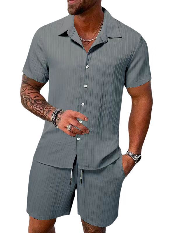 Men’s Shirt Set – Relaxed Fit – Cotton Blend – Short Sleeve – Button Down Casual Wear