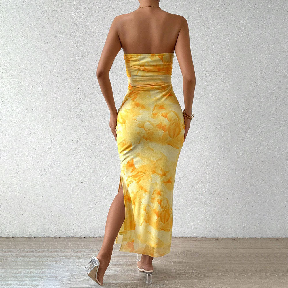 Women's Maxi Dress – Strapless Slim Fit – Side Slit – Lightweight Elegant Design