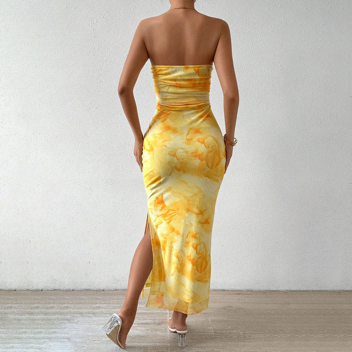 Women's Maxi Dress – Strapless Slim Fit – Side Slit – Lightweight Elegant Design