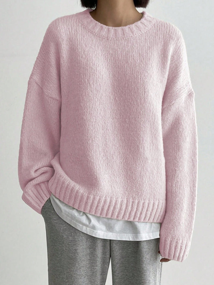 Women’s Pullover Sweater - Knitted Wool - Oversized Fit - Ribbed Hem and Cuffs