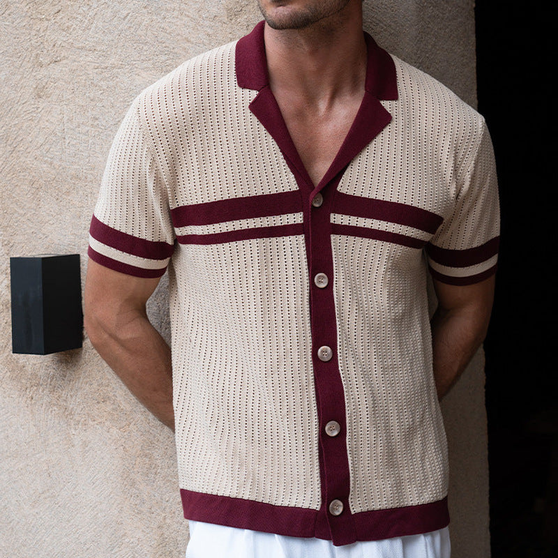 Men’s Polo Shirt - Soft Knit - Regular Fit - Short Sleeve - Contrast Trim Detailing