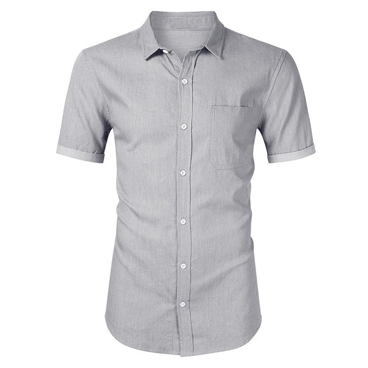 Men's Short Sleeve Shirt - Slim Fit - Cotton - Button Front - Chest Pocket