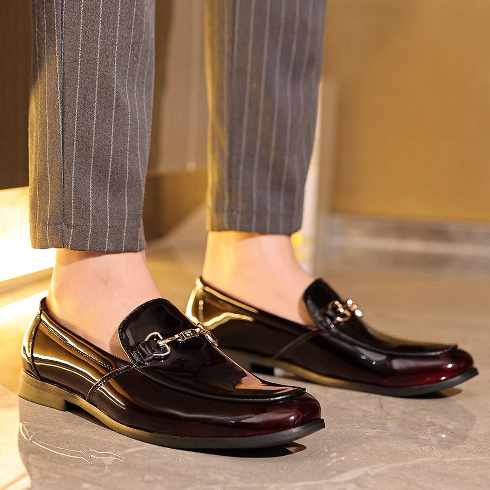 Men’s Dress Loafers – Patent Leather – Slip-On – Metal Bit Accent – Formal Footwear