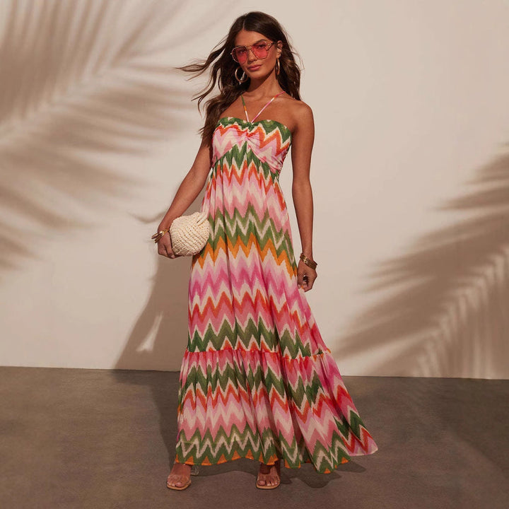 Women’s Maxi Dress - Strapless Halter Tie - Flowing Fit - Lightweight Boho Style