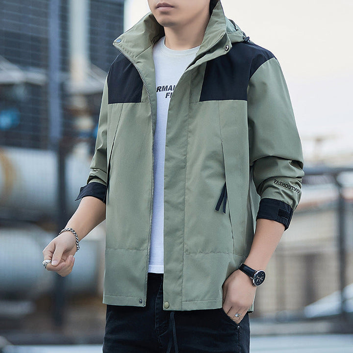 Men's Outdoor Jacket - Windproof Waterproof Shell - Standard Fit - Zip Pockets