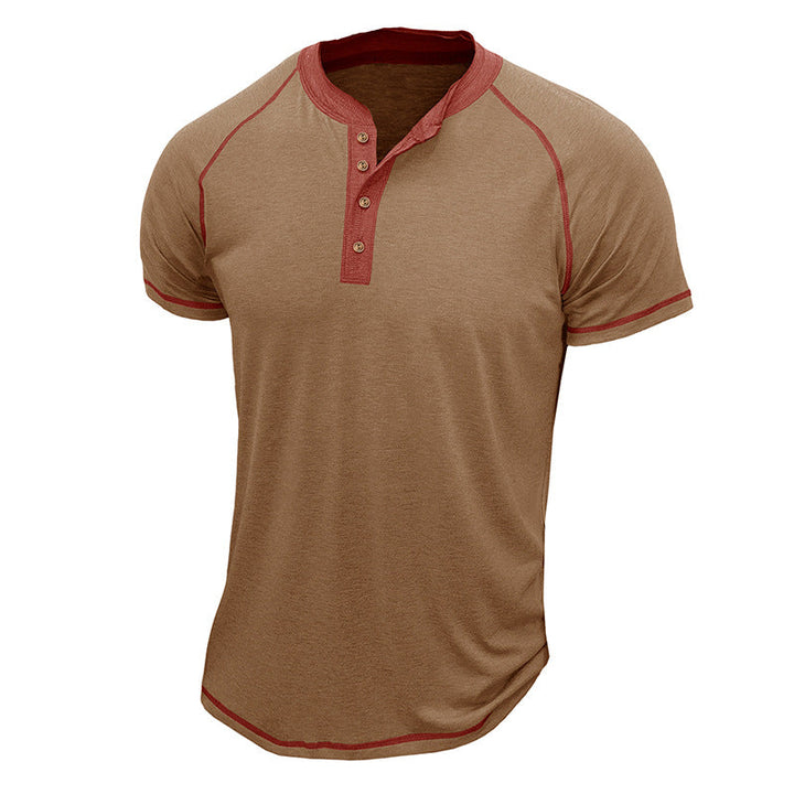 Men’s Henley Shirt – Cotton Blend – Regular Fit – Short Sleeve – Contrast Trim
