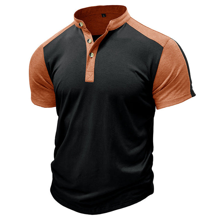 Men’s Short Sleeve Shirt – Slim Fit – Cotton – Collarless