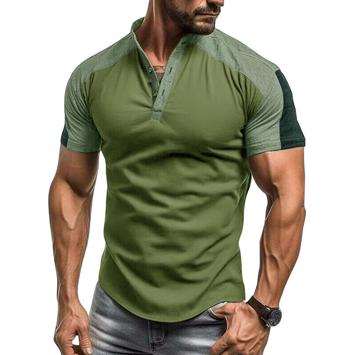 Men’s Short Sleeve Shirt – Slim Fit – Cotton – Collarless