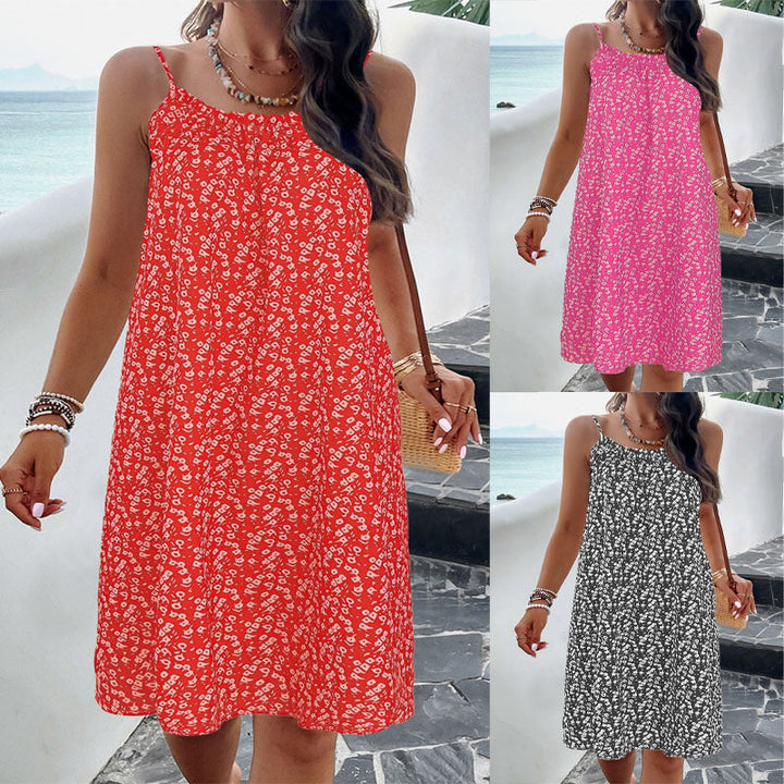 Women’s Swing Dress – Floral Print – Relaxed Fit – Knee Length – Breathable Fabric