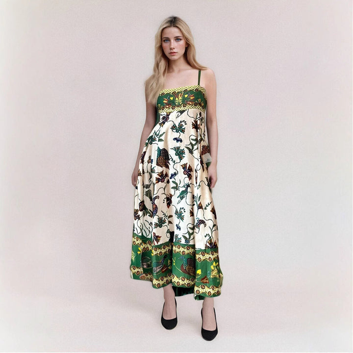 Women’s Maxi Dress – Lightweight Cotton – Flowy Fit – Thin Strap – Boho Print