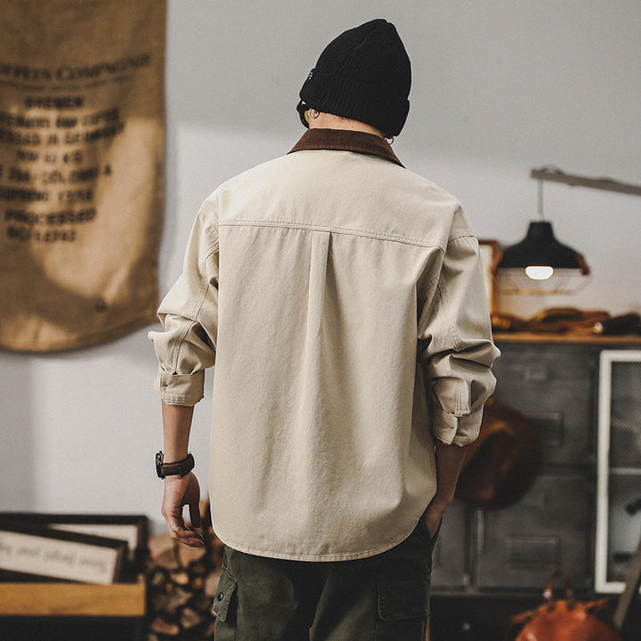 Men’s Workwear Jacket – Canvas Fabric – Loose Fit – Button Front – Utility Pockets