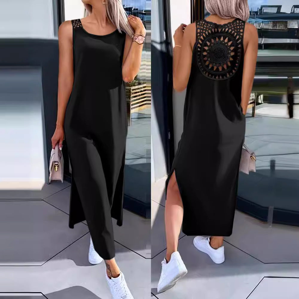 Women’s Maxi Dress – Relaxed Fit – Lace Back – Sleeveless