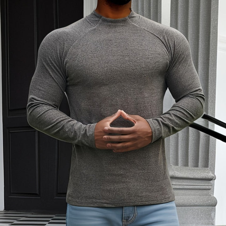 Men’s Long Sleeve T-Shirt - Slim Fit - Crew Neck - Raglan Sleeve - Soft Stretch Casual Wear