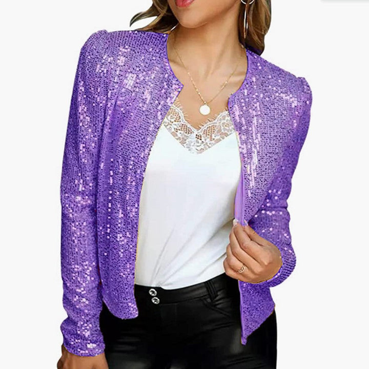 Women’s Jacket – Tailored Fit – Sequin Embellished – Long Sleeve - Open Neckline
