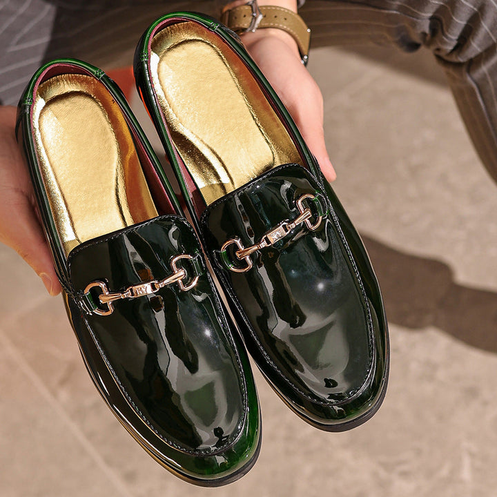 Men’s Dress Loafers – Patent Leather – Slip-On – Metal Bit Accent – Formal Footwear