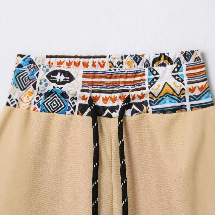 Men’s Shirt and Shorts Set - Cotton - Regular Fit - Decorative Zipper and Pattern Trim