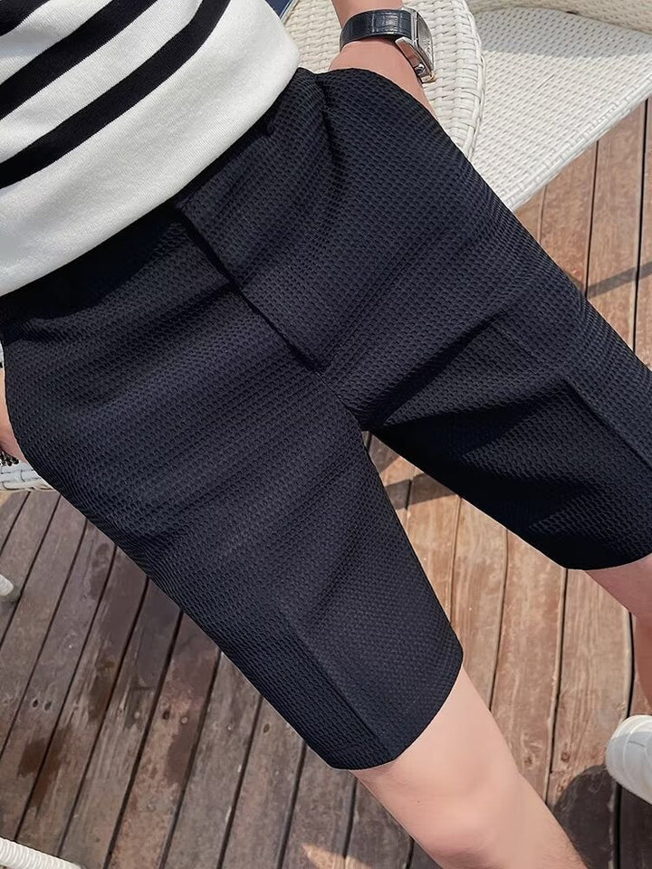 Men’s Tailored Shorts – Slim Fit – Knee Length – Button Waist – Belt Loops