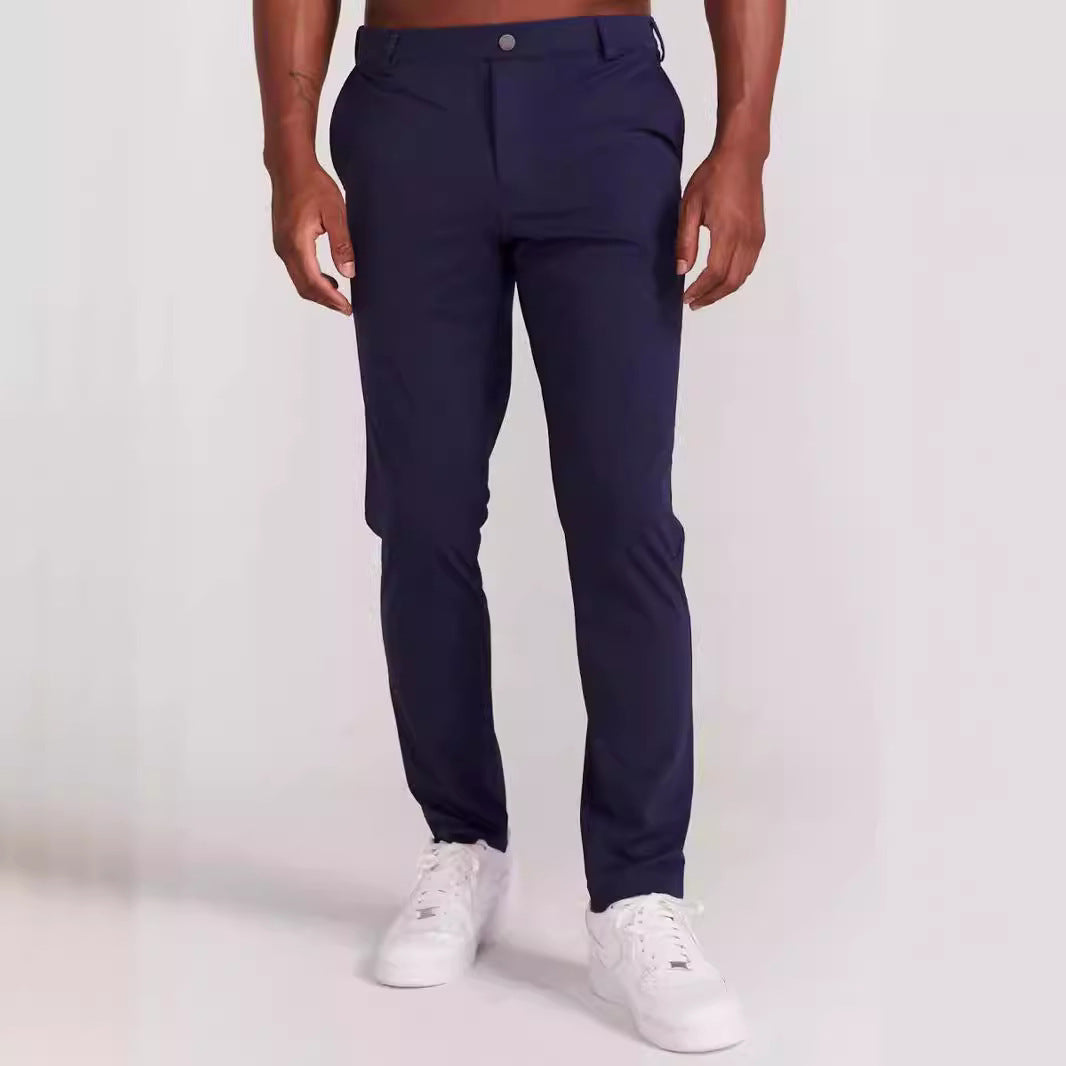 Men’s Slim Fit Pants - Full Length - Soft Breathable Fabric - Rear Pockets - Casual Style
