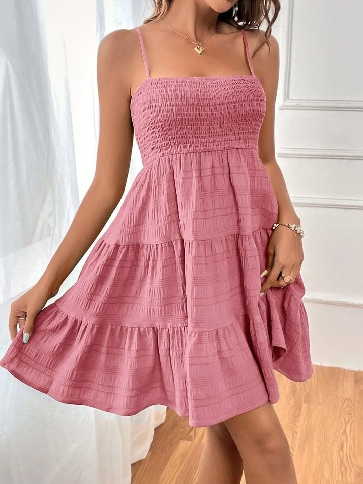 Women’s Tiered Dress – Smocked Bodice – Spaghetti Straps – Lightweight Flowy Fit
