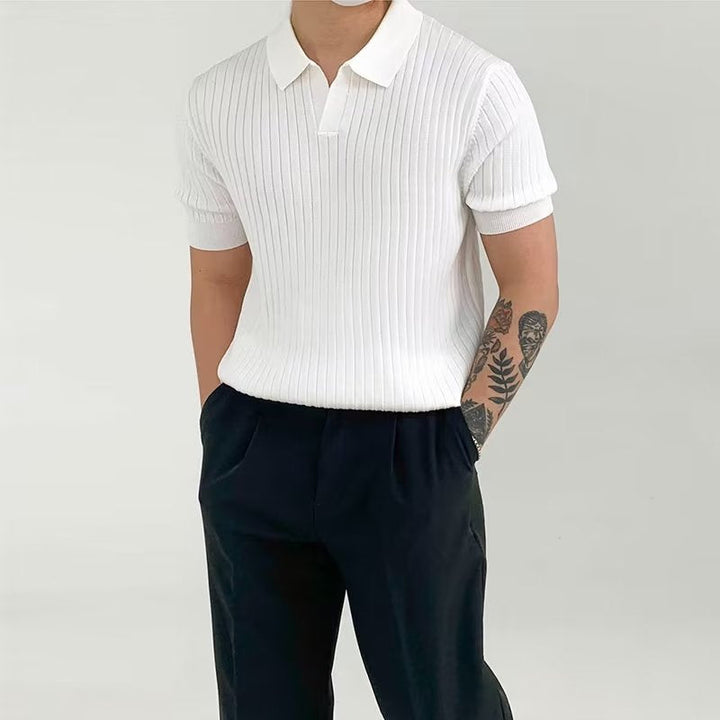 Men’s Polo Shirt - Ribbed Knit - Standard Fit - Short Sleeve Casual Smart Wear
