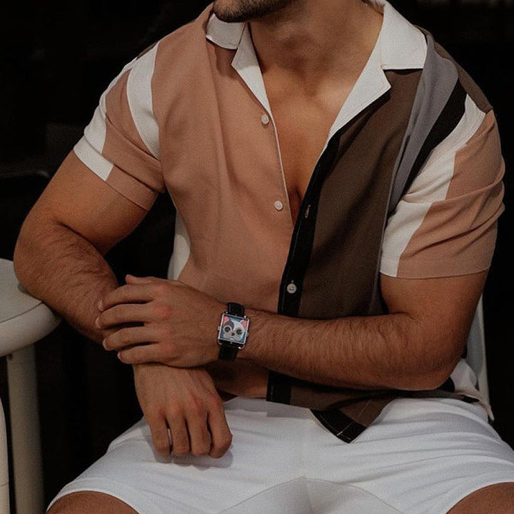 Men’s Short-Sleeve Shirt – Regular Fit – Button-Up – Breathable Blend – Spread Collar